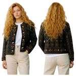 Icelandic Design Wool Tapestry Knit Zip Jacket Nordic Folk Y2K Large F284 Photo 3