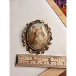 Vintage Gold Tone Brooch With Victorian Style Porcelain Cameo Depicting Classica Photo 5