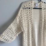 Monroe & Main Vintage Crochet Style‎ Open Front Long Cardigan Cream Boho Medium Photo 2