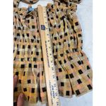 Eva Franco Smocked Ruffle Tie Strap Square Neck Top Geometric Print M Yellow Size M Photo 4