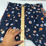 Maison Jules Pants Womens 4 Blue Floral Print Straight Leg High Rise Pleated Photo 9