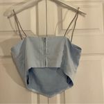 Forever 21 NWT Satin Rhinestone Spaghetti Strap Cropped Cami Light Blue Size L Photo 7