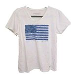 Life is Good American Flag V-Neck Crusher T-Shirt Womens Size S White Blue Photo 0