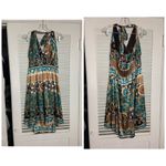 1950s 16/18 handmade silky printed halter dress Photo 1