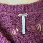 Free People  Burgundy Long Sleeve Distressed Sweater Dress Photo 5