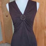 y2k brown v neck sleeveless tank top tortoise buckle Size M Photo 0