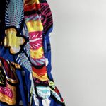 Tabitha Brown Puff Sleeve Midi Dress Mixed Floral Polka Dot A Line Blue Orange 2 Photo 3