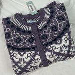 Vintage National Fair Isle cardigan sweater purple and white Women’s Size Medium Photo 1