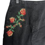 Top Shop Moto Women's 4 Denim Mini Skirt Black Embroidered Cross Stitch Flowers Photo 1