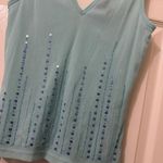 The Limited Women’s Y2K Nylon  Blue Sequin See Through Tank Top Shirt Sz M Medium Photo 4