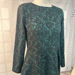 Loft  Ann Taylor Green & black print long sleeve a-line business casual dress siz Photo 1