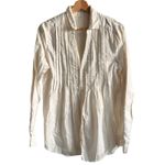 CP Shades  Pleated Silk Cotton Blend White Button Down Shirt S USA Minimalist Photo 1