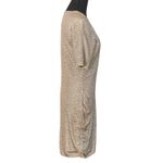 Reiss Metallic Ruched Short Sleeve Bodycon Dress Metallic Silver Gold Shimmer 10 Photo 2