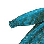 FRNCH Gally Dress Green Metallic Long Sleeve Loose Fit Button Neck Size Medium Photo 3