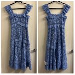 ASOS New Design Premium Lace Midi Dress With Ruffle Detail in Blue Size US 6 Photo 3