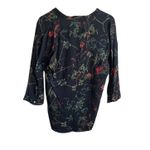 ZARA  Women Top S Navy Floral Popover Whimsigoth Cottagecore Gardencore Travel‎ Photo 2