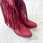 NEW Western Burgundy Red Faux Leather Fringe Mid Calf Cowboy Boots US 8.5 Photo 4