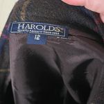 Vintage Harold's Wool Plaid Wrap Skirt Size 12 Brown‎ Green Red Blue Academia Brown Photo 6