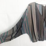 American Eagle  Long Sleeve Striped V-Neck Crop Top Size M Photo 4