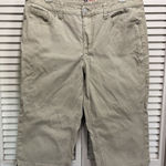 Faded Glory  Khaki Tan‎ Missy Capri Pants Size 12 Mid Rise Pockets Stretch Zip Photo 0