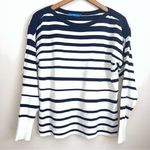 J. McLaughlin  navy blue white striped sweater long sleeve boat neck coastal M Photo 0