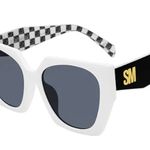 Steve Madden Grae Unisex White and Black Checkered Wayfarer Sunglasses Photo 6