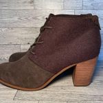 Toms Tom’s Lunata Lace Up Chocolate Suede Ankle Boots size 10 Women’s comfort Heel Photo 1