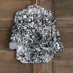 CHAPS Womens No Iron Blue White Print Long Sleeve Cotton Blouse Large Floral Photo 5