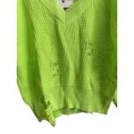 NWT SER.O.YA Syd Sweater Women Size Medium Neon Green Distressed Grunge V Photo 5