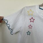 Nordstrom embroidered Star Shirt top XSMALL Short Sleeve White Photo 1