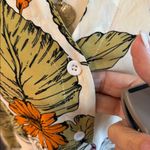 Cupshe Cream w/ Tropical Floral Button-Down Shirt Dress Swim Cover Up Size Small Photo 4