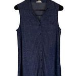 Ember Dark Blue Denim Lightweight Sleeveless Button Down Shirt Women Sz S Photo 0