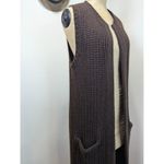 Ralph Lauren Purple Label Brown Chunky Knit Sleeveless Long Cardigan Vest M/L Photo 1