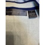 Oscar de la Renta Cream Cotton Cardigan Sweater Navy Trim Womens Size M Photo 2