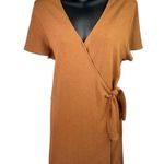 Madewell Fall  Texture & Thread Short Sleeve Side-Tie Dress Women’s L NWT Brown Photo 2