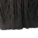 T Tahari Black Fringe Cable Knit Round Neck Sweater Size S Ribbed Cuffs Hem Photo 7