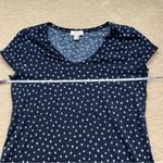 Loft Navy Blue & White Polka Dot Short Sleeve Cotton T Shirt - Size L - VGUC Photo 5