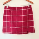 Lulus  Spence Wine Red Plaid Mini Skirt Chic Retro A-Line Wool-Look Stylish Sz L Photo 1