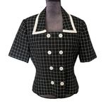 Le Suit  Black and White Short Sleeve Blazer Size 10 Photo 0