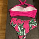 SheIn Swim Vcay Tropical Print Bikini Set 2 Piece Swimsuit Hot Pink and Green Photo 3