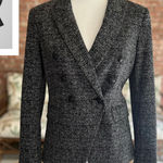 White House | Black Market WHBM Studio Trophy Plaid Black Grey Tweed Knit Double Breasted Blazer 4 Photo 0