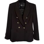 ZARA  Black Double Breasted Blazer Gold Button Academia Nautical Jacket Medium Photo 0