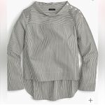 J.Crew  Funnel Neck Striped Shirt Size 6 Black White Shoulder Buttons Poplin Photo 3