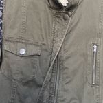 Sun & Shadow Army green mixed material zipper and snap jacket Photo 5