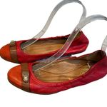 Coach Delphine Red Leather Round Toe Ballet Flats Photo 3
