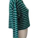 Forever 21 Bongo Green Striped Long Sleeve Cropped 90s Y2K Style Tshirt Sz Small Photo 1