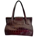 Talbots Brown Croc Embossed Glossy Leather Doctor Bag Satchel Photo 2