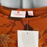 Quacker Factory  Womens Long Sleeve Shirt M Autumn Leaf Beaded Print New Photo 5