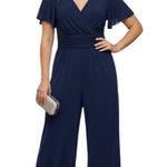 Jessica Howard Blue Jumpsuit Semi Formal Stretch One Piece Plus Size 1X NEW NWT Photo 0