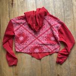 Love Streak Red Patterned Women's Cropped Hoodie “22” Large NWT Photo 3